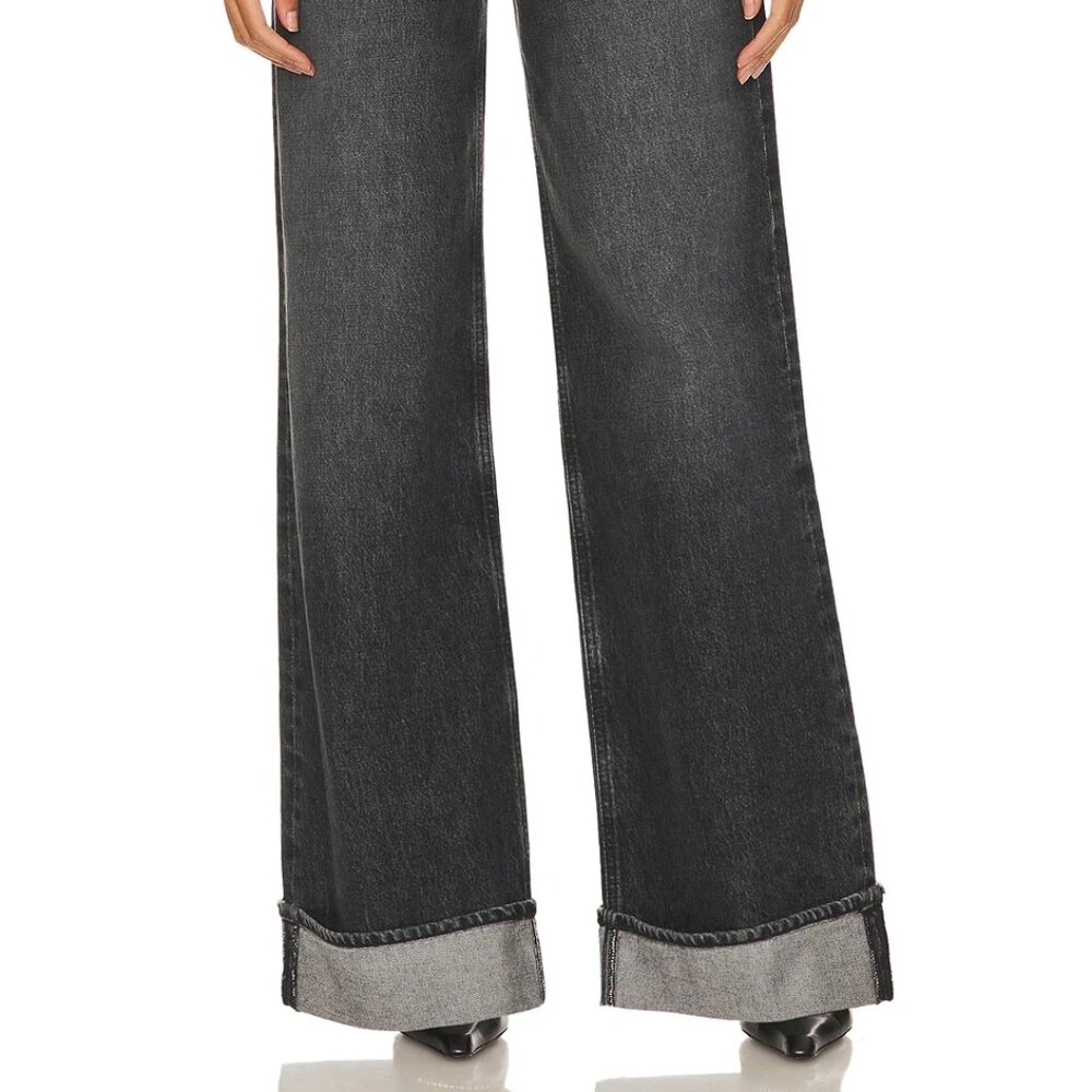 AGOLDE Dame Cuffed Jeans Black New Without Tags